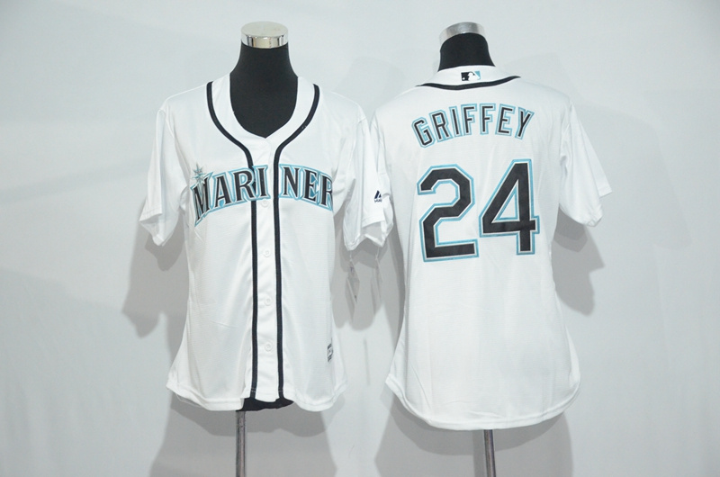 Womens 2017 MLB Seattle Mariners #24 Griffey White Jerseys->women mlb jersey->Women Jersey